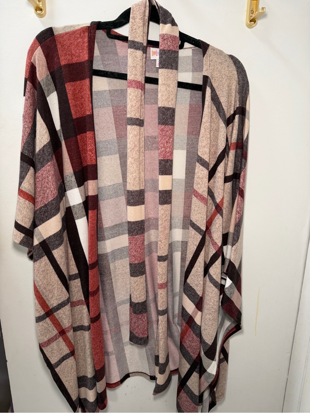 Oversized Open-Front Wrap in Luxe Plaid